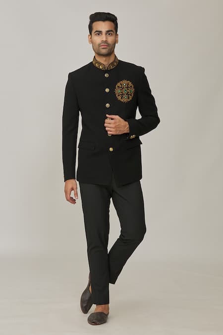 Nero by Shaifali and Satya Black Embroidered Zardozi Jodhpuri With Pant 