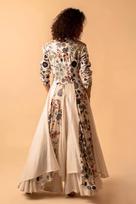 Pds By Sneha Flower Hand Embroidered Jacket With Sharara 