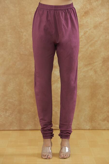 House Of TA-YA_Maroon Cotton, Viscose Embroidery Scoop Neck Hand Anarkali Set _at_Aza_Fashions