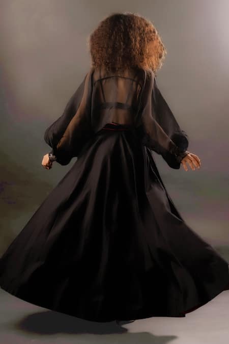 Pds By Sneha Sheer Shirt & Skirt Set 