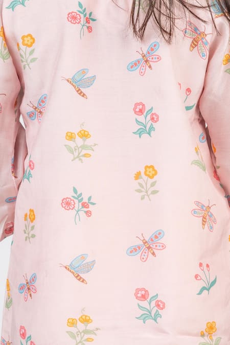 Shop_MR Brat_Pink Muslin Digital Print Kurta And Pant Set _Online_at_Aza_Fashions