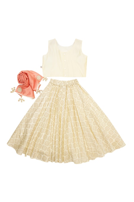 MI Dulce AN'YA Foil Print Tasselled Lehenga Set 