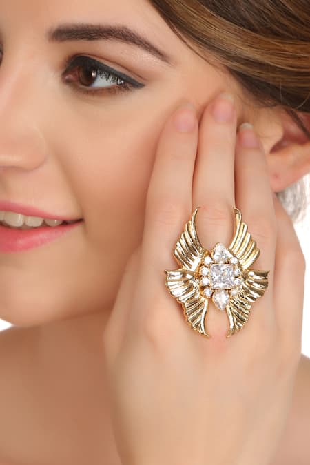 Ae-Tee Gold Plated Crystal Ring
