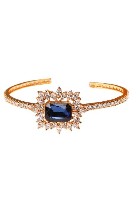 Shop AE-Tee Gold Plated Crystal Cuff at Aza Fashions Shop_AE-Tee_Gold Plated Crystal Cuff_at_Aza_Fashions