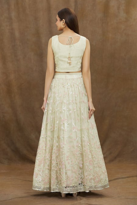 Samyukta Singhania Sequin Floral Embroidered Lehenga Set 