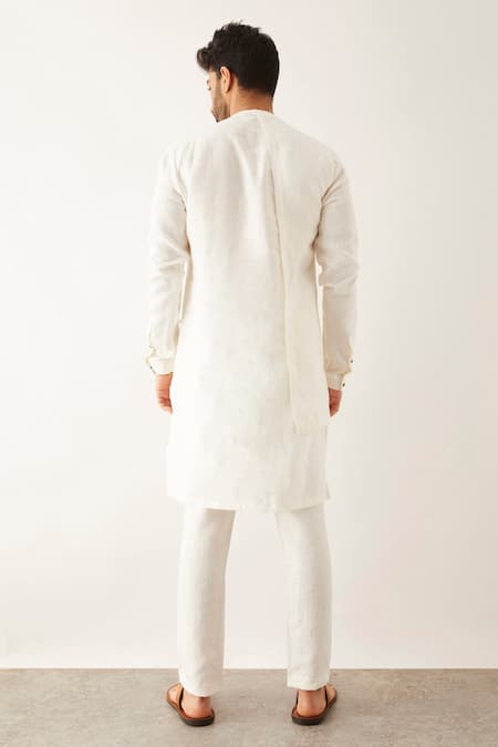 Shop Son Of A Noble Snob White Linen Tabby Layered Kurta Set at Aza Fashions Shop_Son Of A Noble Snob_White Linen Tabby Layered Kurta Set _at_Aza_Fashions