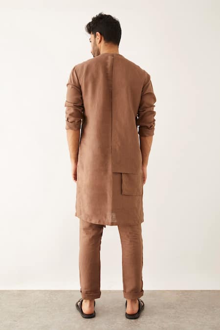 Son Of A Noble Snob Yam Linen Round Neck Kurta Set 