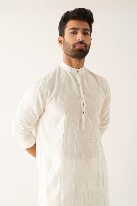Shop Son Of A Noble Snob White Linen Stela Textured Kurta Set Online at Aza Fashions Shop_Son Of A Noble Snob_White Linen Stela Textured Kurta Set _Online_at_Aza_Fashions