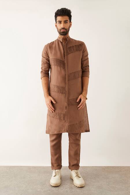 Buy Son Of A Noble Snob Brown Linen Sequins Aaki Kurta Set Online at Aza Fashions Buy_Son Of A Noble Snob_Brown Linen Sequins Aaki Kurta Set _Online_at_Aza_Fashions