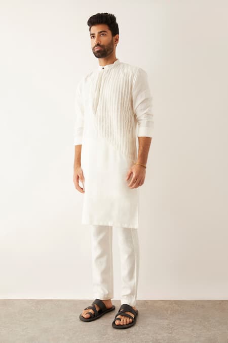 Son Of A Noble Snob White Linen Roan Textured Kurta Set Online at Aza Fashions Son Of A Noble Snob_White Linen Roan Textured Kurta Set _Online_at_Aza_Fashions