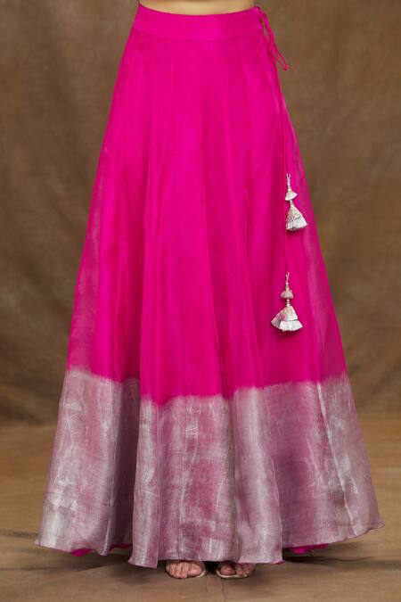 Buy_Samyukta Singhania_Pink Sweetheart Neck Floral Embroidered Corset With Ombre Lehenga_Online_at_Aza_Fashions