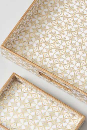 Assemblage_White Mdf Wood With Resin Epoxy Coating Floral Pattern Bathroom Set_Online_at_Aza_Fashions