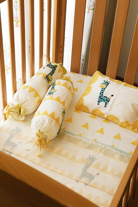 Buy Yellow Hypoallergenic Cotton My Best Friend Gira The Cot Bedding Set by Masaya Online at Aza Fashions