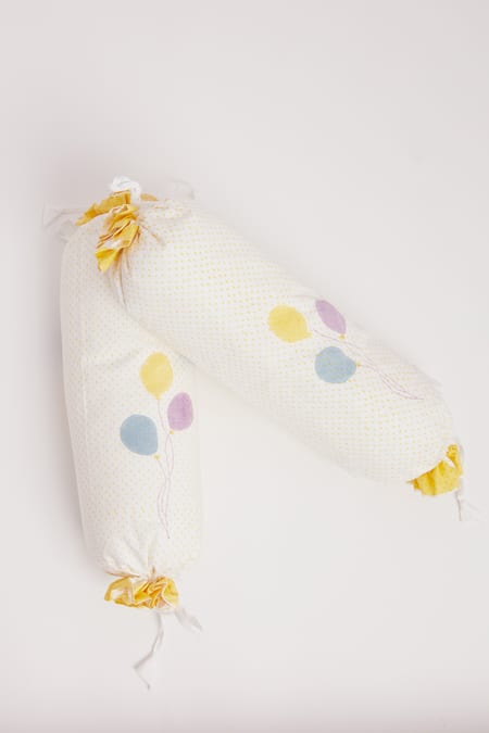 Shop Masaya Yellow Hypoallergenic Cotton Hand Block I Am Going To The Circus Cot Bedding Set at Aza Fashions Shop_Masaya_Yellow Hypoallergenic Cotton Hand Block I Am Going To The Circus Cot Bedding Set_at_Aza_Fashions