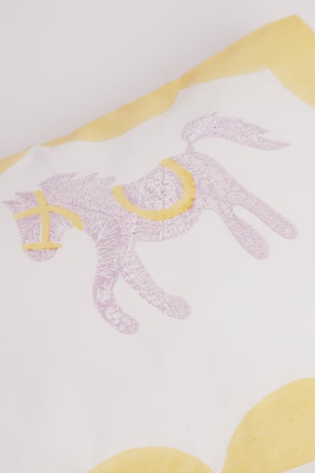 Shop Masaya Yellow Hypoallergenic Cotton Hand Block I Am Going To The Circus Cot Bedding Set Online at Aza Fashions Shop_Masaya_Yellow Hypoallergenic Cotton Hand Block I Am Going To The Circus Cot Bedding Set_Online_at_Aza_Fashions