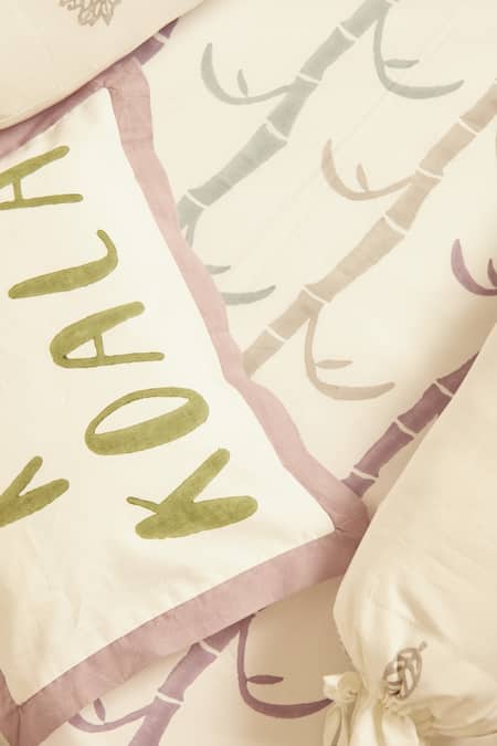Shop Masaya Purple Hypoallergenic Cotton Hand Block Printed K For Koala Cot Bedding Set Online at Aza Fashions Shop_Masaya_Purple Hypoallergenic Cotton Hand Block Printed K For Koala Cot Bedding Set_Online_at_Aza_Fashions