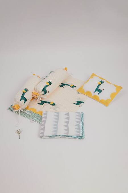 Shop Masaya Yellow Hypoallergenic Cotton, Filler My Best Friend The Cot Bedding Set at Aza Fashions Shop_Masaya_Yellow Hypoallergenic Cotton, Filler My Best Friend The Cot Bedding Set_at_Aza_Fashions