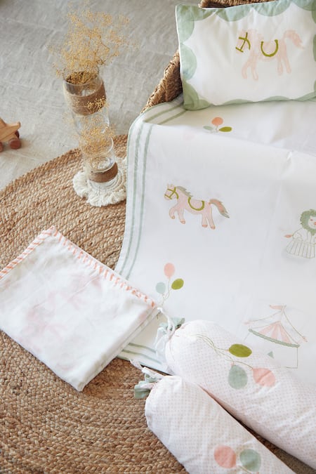 Masaya Peach Hypoallergenic Cotton Circus I Am Going To The Cot Bedding Set 