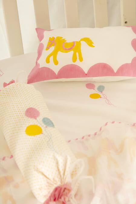 Shop Masaya Pink Hypoallergenic , Filler I Am Going To The Cot Bedding Set at Aza Fashions Shop_Masaya_Pink Hypoallergenic , Filler I Am Going To The Cot Bedding Set_at_Aza_Fashions