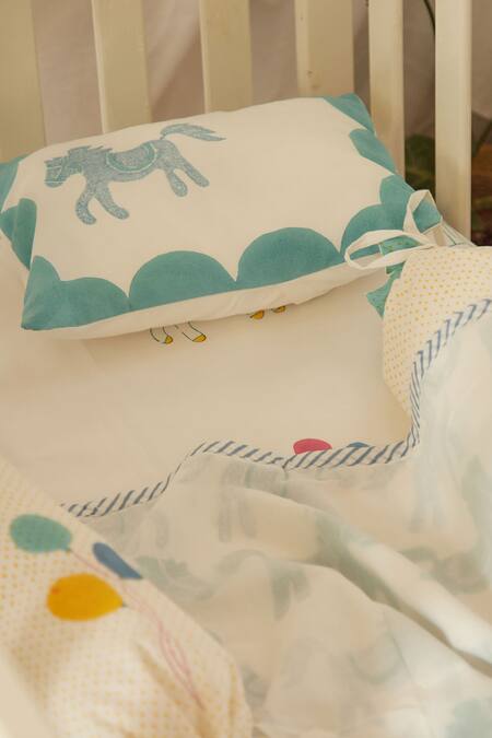 Shop Masaya Blue Hypoallergenic , Filler I Am Going To The Cot Bedding Set Online at Aza Fashions Shop_Masaya_Blue Hypoallergenic , Filler I Am Going To The Cot Bedding Set_Online_at_Aza_Fashions