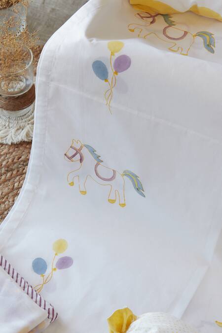 Masaya_Yellow Hypoallergenic Cotton, Filler I Am Going To The Cot Bedding Set_Online_at_Aza_Fashions