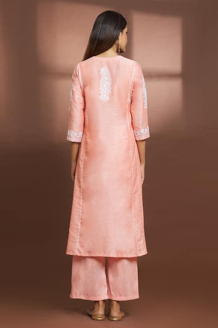 Samyukta Singhania Floral Embroidered Flared Kurta & Pant Set 