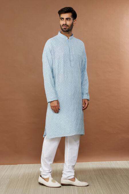 Buy Aham-Vayam Blue Cotton Sequins Jahaan Embroidered Kurta And Churidar Set Online at Aza Fashions Buy_Aham-Vayam_Blue Cotton Sequins Jahaan Embroidered Kurta And Churidar Set _Online_at_Aza_Fashions