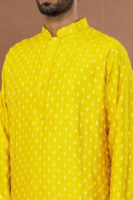Shop Aham-Vayam Yellow Silk, Cotton Sequins Maharaja Embroidered Kurta Set Online at Aza Fashions Shop_Aham-Vayam_Yellow Silk, Cotton Sequins Maharaja Embroidered Kurta Set _Online_at_Aza_Fashions