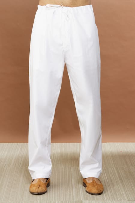 Aham-Vayam Cream Cotton Sequins Mayur Embroidered Kurta And Pyjama Set at Aza Fashions Aham-Vayam_Cream Cotton Sequins Mayur Embroidered Kurta And Pyjama Set _at_Aza_Fashions