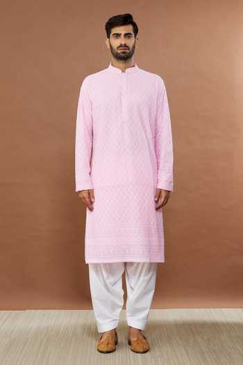 Aham-Vayam Pink , Satin Sequins, Embroidery Mughal Pattern Kurta And Patiala Set Online at Aza Fashions Aham-Vayam_Pink , Satin Sequins, Embroidery Mughal Pattern Kurta And Patiala Set _Online_at_Aza_Fashions