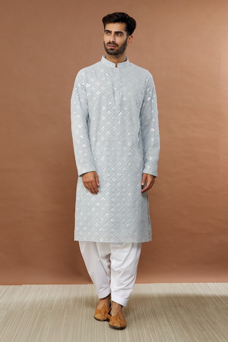 Buy Aham-Vayam Grey , Satin Mirrors Kaanchkaari Embroidered Kurta And Patiala Set Online at Aza Fashions Buy_Aham-Vayam_Grey , Satin Mirrors Kaanchkaari Embroidered Kurta And Patiala Set _Online_at_Aza_Fashions