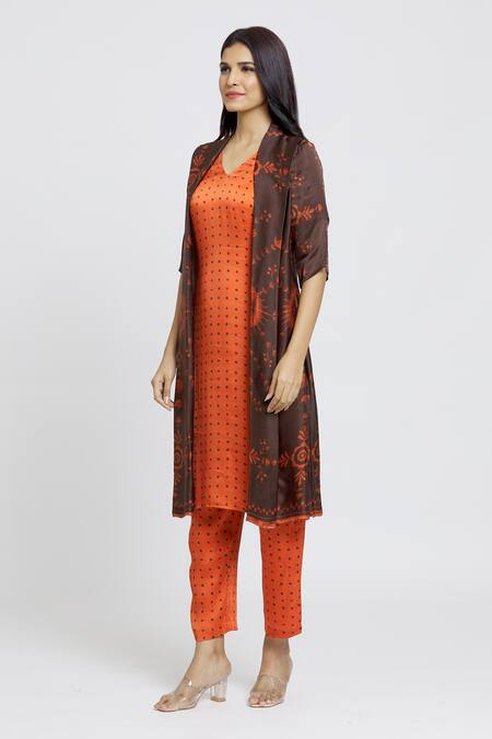 Shop Whimsical By Shica Orange Organza, Satin Embroidery Open Floral Pattern Attached Jacket Kurta Set Online at Aza Fashions Shop_Whimsical By Shica_Orange Organza, Satin Embroidery Open Floral Pattern Attached Jacket Kurta Set _Online_at_Aza_Fashions