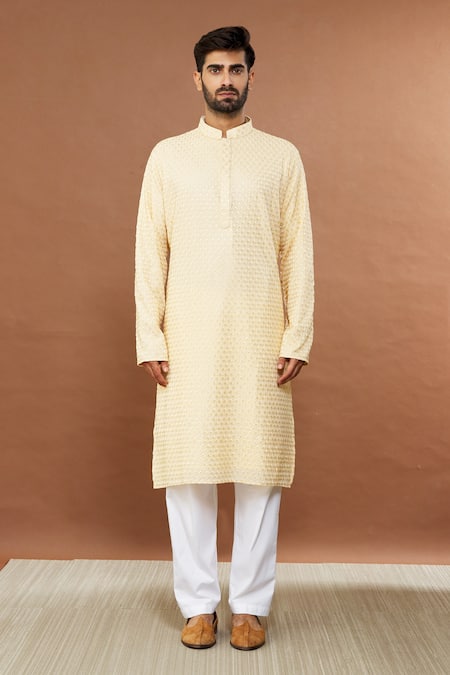 Aham-Vayam Beige , Satin Sequins Floral Embroidered Kurta Set Online at Aza Fashions Aham-Vayam_Beige , Satin Sequins Floral Embroidered Kurta Set _Online_at_Aza_Fashions