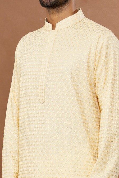 Shop Aham-Vayam Beige , Satin Sequins Floral Embroidered Kurta Set Online at Aza Fashions Shop_Aham-Vayam_Beige , Satin Sequins Floral Embroidered Kurta Set _Online_at_Aza_Fashions