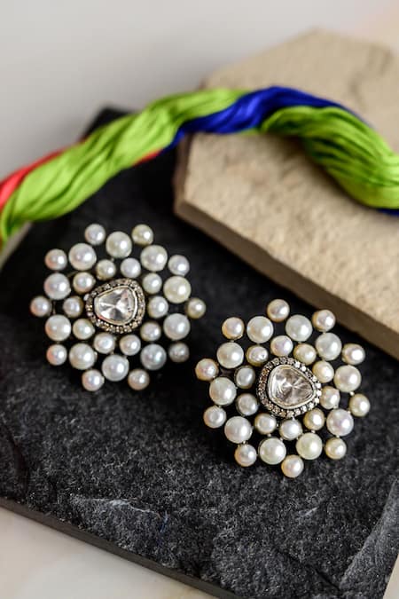 Flipkart.com - Buy STAGLINE Latest Designe Silver oxidised Pearl Moti Bali  Bala Jhumka jhumki Earrings set Pearl Alloy Earring Set Online at Best  Prices in India