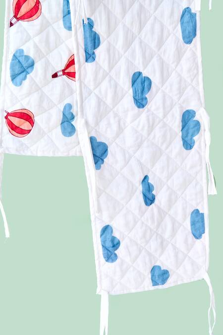 Jaipur Gate White Muslin Printed Hot Air Balloon And The Cloud Baby Bedding Set Online at Aza Fashions Jaipur Gate_White Muslin Printed Hot Air Balloon And The Cloud Baby Bedding Set_Online_at_Aza_Fashions