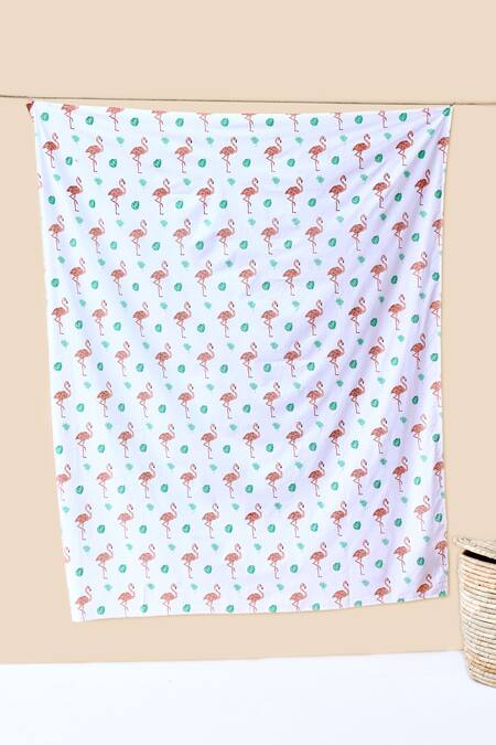 Buy Jaipur Gate White Muslin Printed Flamingo And The Leaves Baby Bedding Set Online at Aza Fashions Buy_Jaipur Gate_White Muslin Printed Flamingo And The Leaves Baby Bedding Set_Online_at_Aza_Fashions