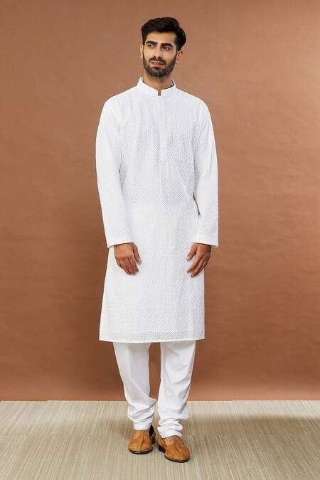 Buy Aham-Vayam White Cotton Sequins Ahimsa Embroidered Kurta And Churidar Set Online at Aza Fashions Buy_Aham-Vayam_White Cotton Sequins Ahimsa Embroidered Kurta And Churidar Set _Online_at_Aza_Fashions