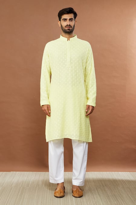 Buy Aham-Vayam Yellow Cotton Sequins Suryamukhi Embroidered Kurta Set Online at Aza Fashions Buy_Aham-Vayam_Yellow Cotton Sequins Suryamukhi Embroidered Kurta Set _Online_at_Aza_Fashions