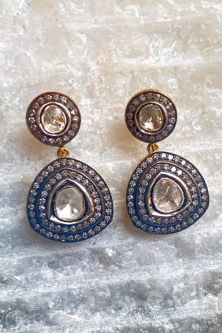Gift daily wear semi beaded diamond stud earrings  Radiant Bay