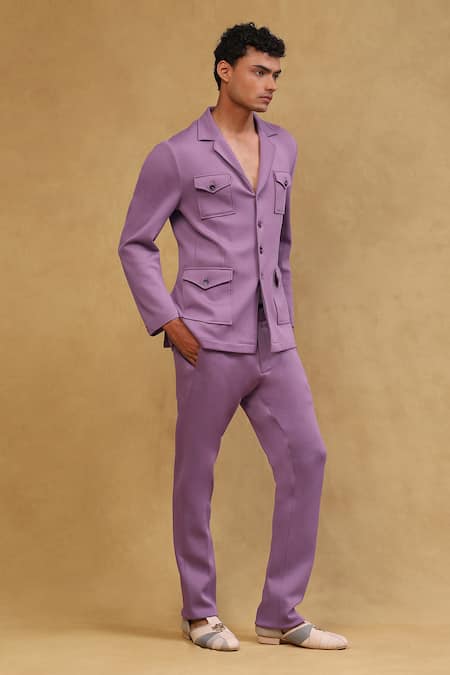 Soniya G_Purple Crepe Full Sleeve Jacket Set_Online_at_Aza_Fashions