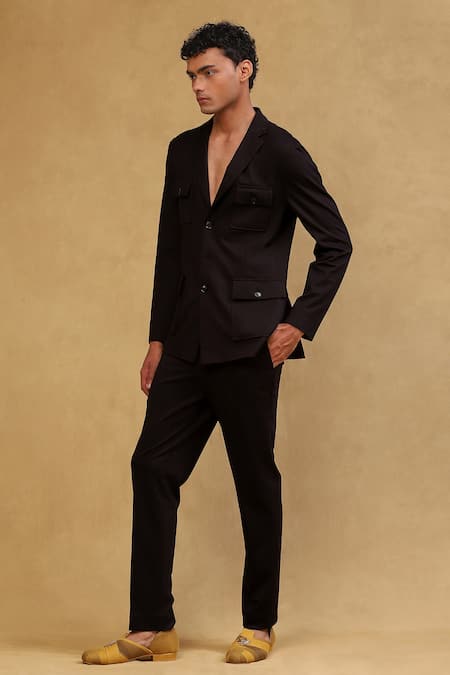 Buy Soniya G Black Crepe Full Sleeve Jacket And Pant Set Online at Aza Fashions Buy_Soniya G_Black Crepe Full Sleeve Jacket And Pant Set _Online_at_Aza_Fashions