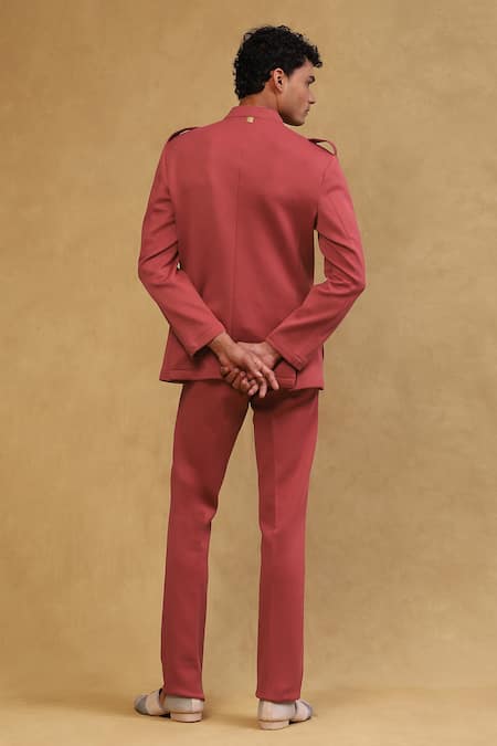 Soniya G Brown Crepe Mandarin Collar Jacket And Pant Set Online at Aza Fashions Soniya G_Brown Crepe Mandarin Collar Jacket And Pant Set _Online_at_Aza_Fashions