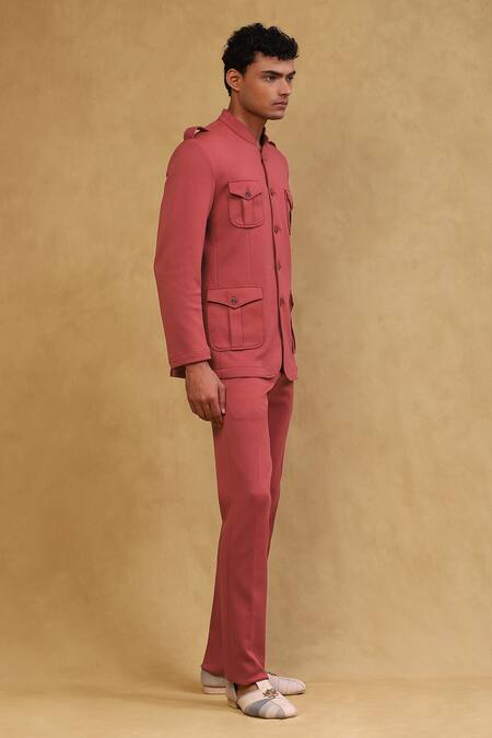 Buy Soniya G Brown Crepe Mandarin Collar Jacket And Pant Set Online at Aza Fashions Buy_Soniya G_Brown Crepe Mandarin Collar Jacket And Pant Set _Online_at_Aza_Fashions