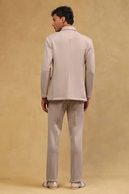 Shop Soniya G Beige Crepe Metallic Thread Full Sleeve Solid Jacket And Pant Set at Aza Fashions Shop_Soniya G_Beige Crepe Metallic Thread Full Sleeve Solid Jacket And Pant Set_at_Aza_Fashions