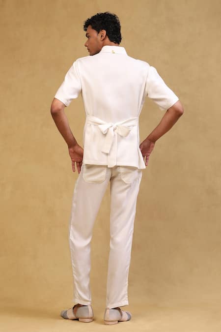 Soniya G Ivory Crepe Metallic Thread Placket Embellished Shirt And Pant Set Online at Aza Fashions Soniya G_Ivory Crepe Metallic Thread Placket Embellished Shirt And Pant Set _Online_at_Aza_Fashions