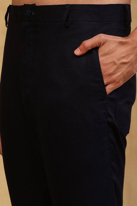 Soniya G_Blue Crepe Notched Lapel Collar Jacket And Pant Set _at_Aza_Fashions