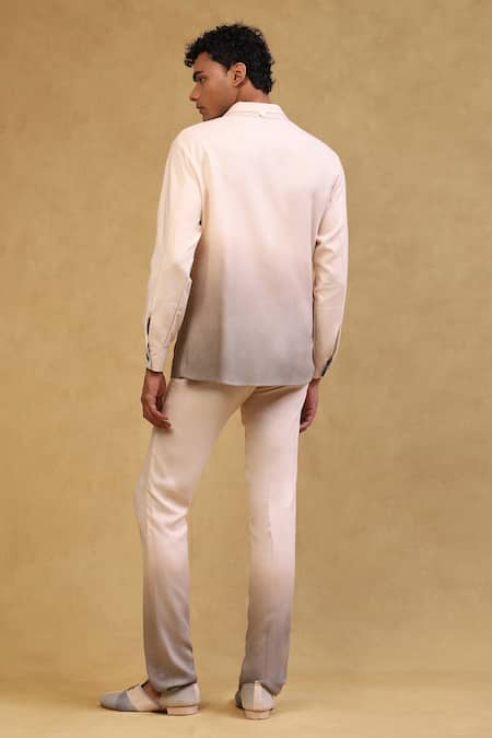 Soniya G_Grey Crepe Metallic Thread Ombre Jacket And Pant Set _Online_at_Aza_Fashions