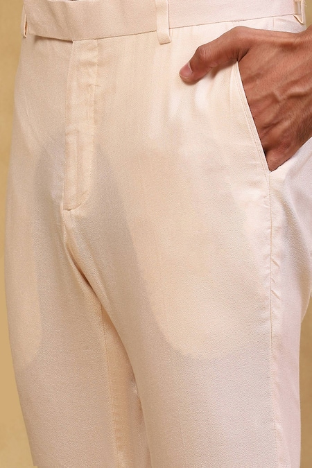 Soniya G_Grey Crepe Metallic Thread Ombre Jacket And Pant Set _at_Aza_Fashions