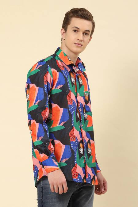 Soniya G_Multi Color Cotton Abstract Print Shirt_Online_at_Aza_Fashions